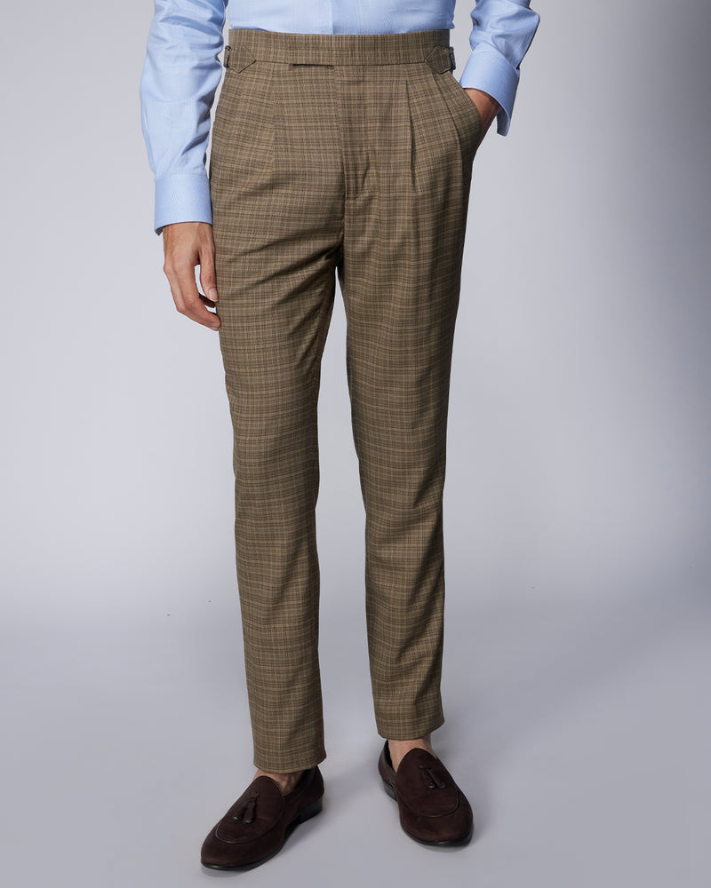 Cadenza Checked Neapolitan Dress Pants Brown - Main Image