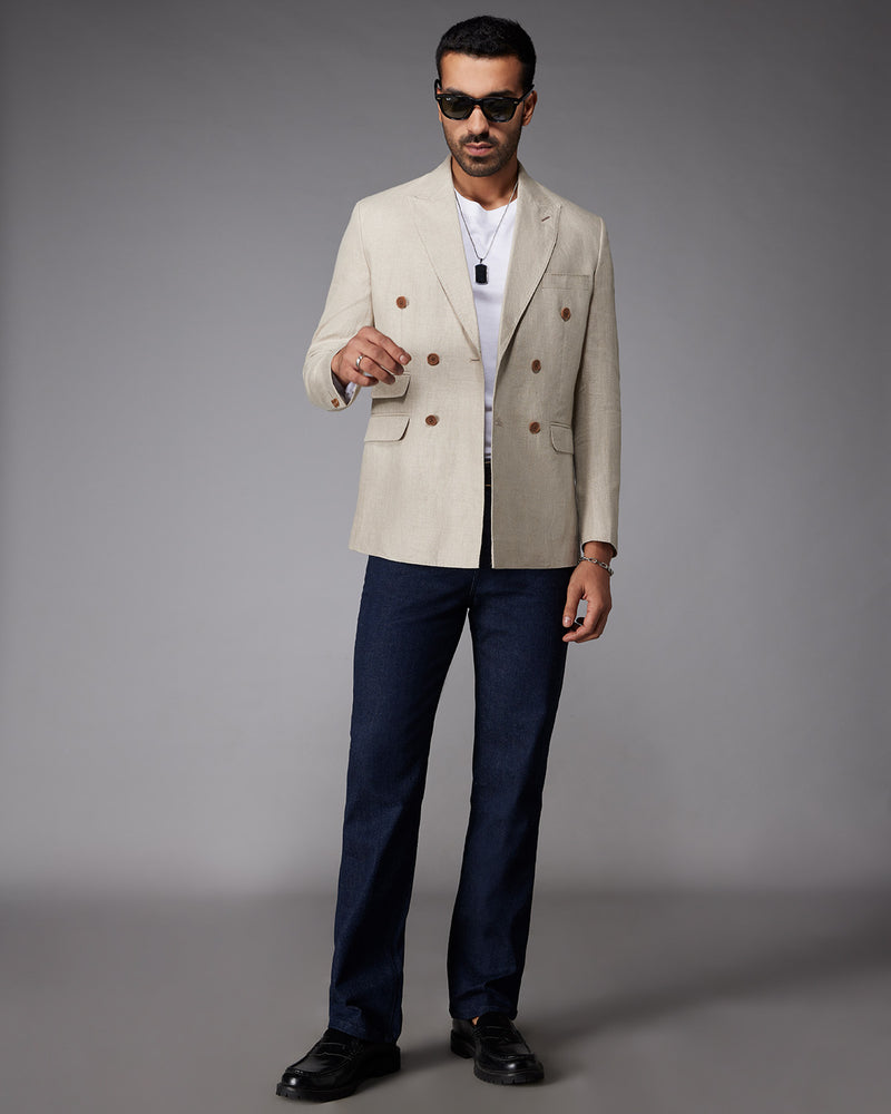 The Cedarwood Double Breasted Blazer - Beige