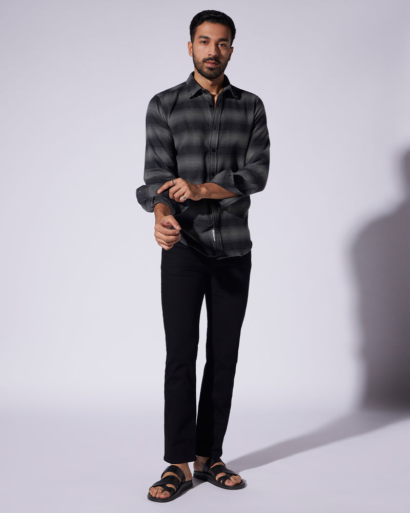 Ebony Slub Stretch Jeans - Black