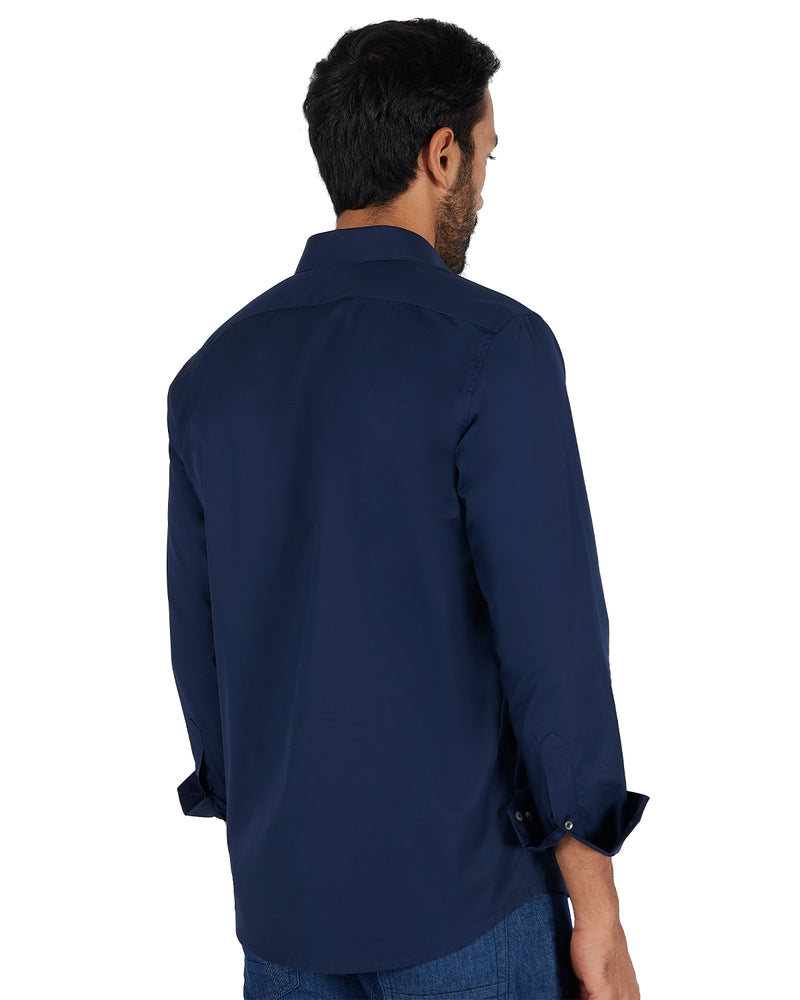 Navy Contrast Poplin Shirt