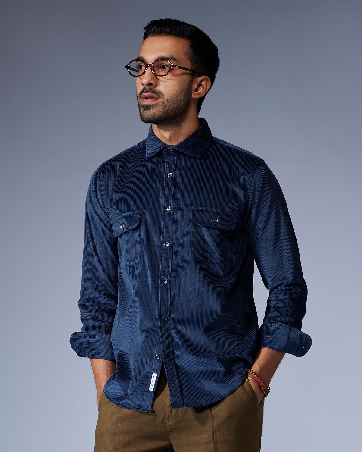 Navy Blue Corduroy Shirt