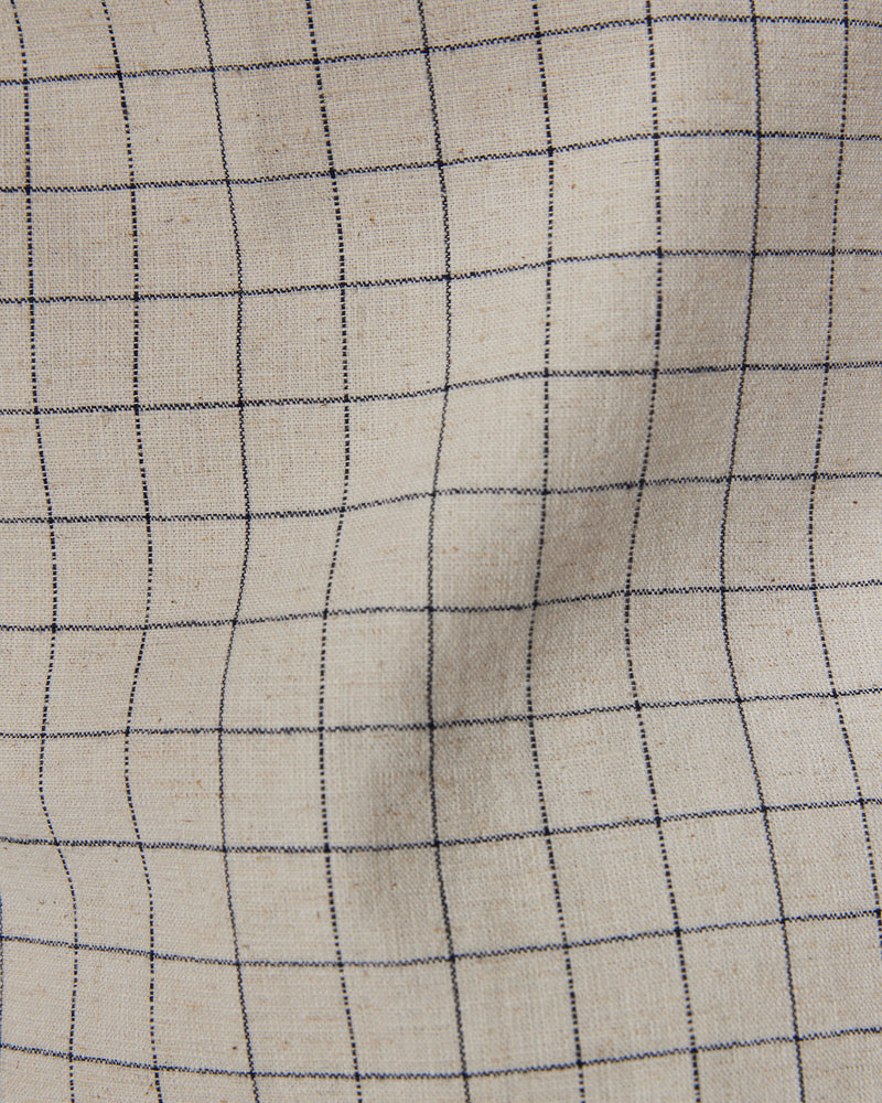 Ecru & Navy Cotton Checked Shirt