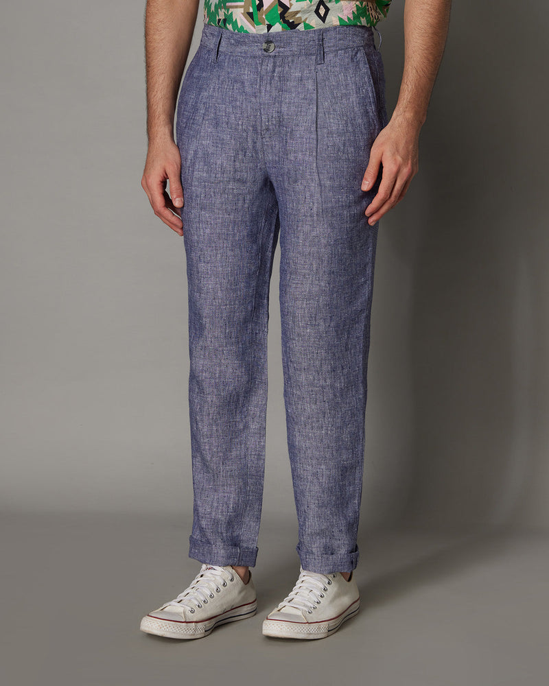 Elegant Linen Pants - Blue