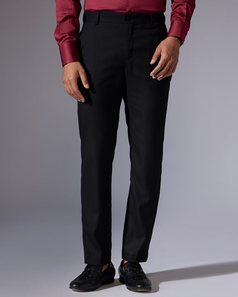 Elixir Self-Striped Dress Pants - Black Bombay Shirt Company Elixir Self-Striped Dress Pants - Black Bombay Shirt Company
