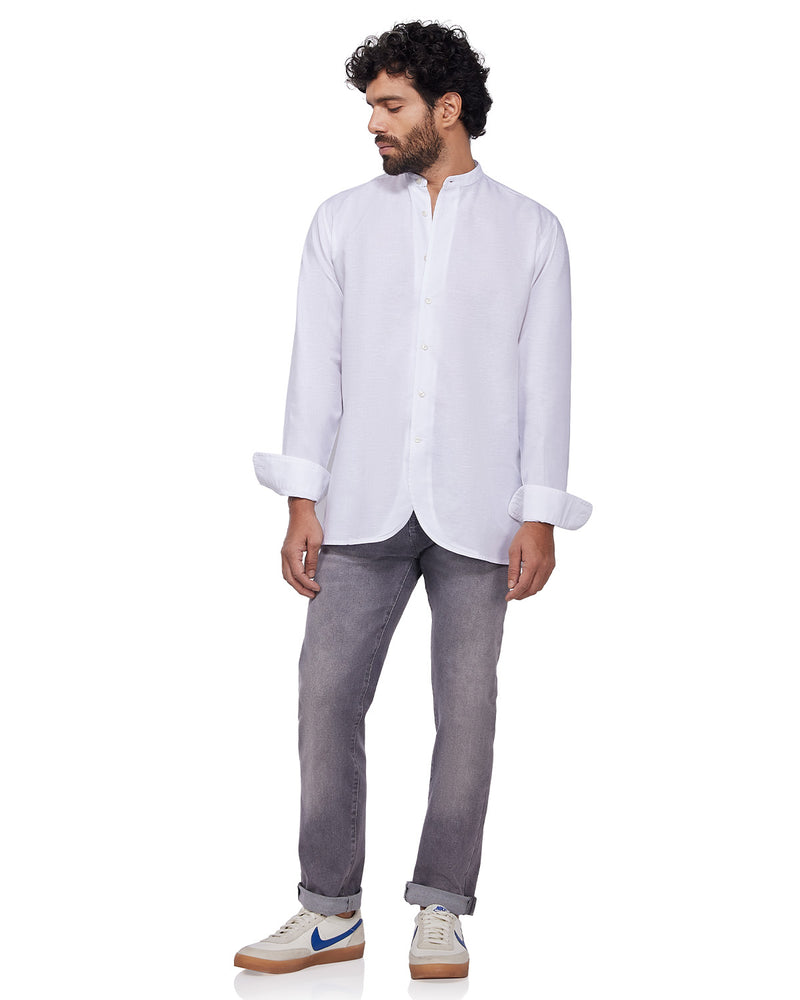 Soft White Cotton Linen Shirt