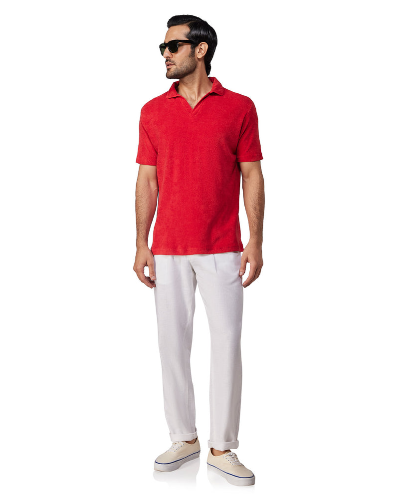 Signature Terry Towel Polo T-Shirt - Red