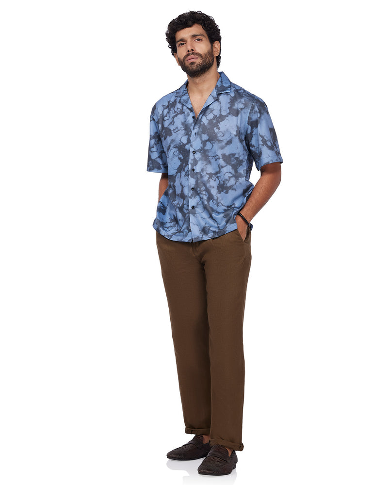 Blue & Black Camo Dobby Shirt