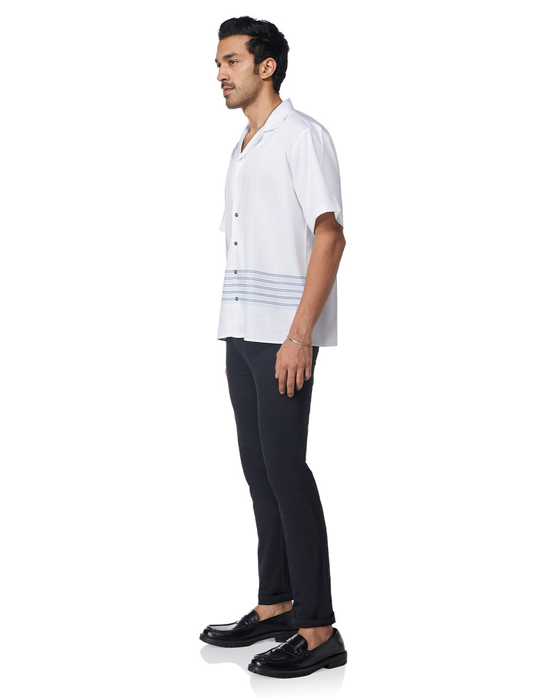 White & Purple Line Printed Shirt