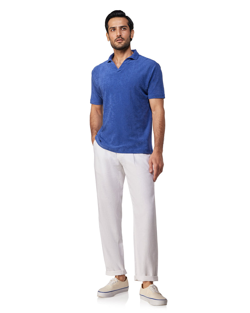 Signature Terry Towel Polo T-Shirt - Dark Blue