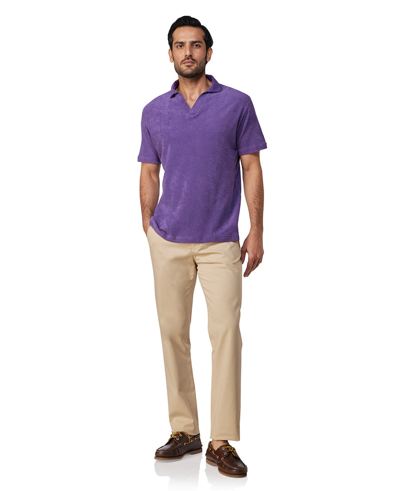 Signature Terry Towel Polo T-Shirt - Purple