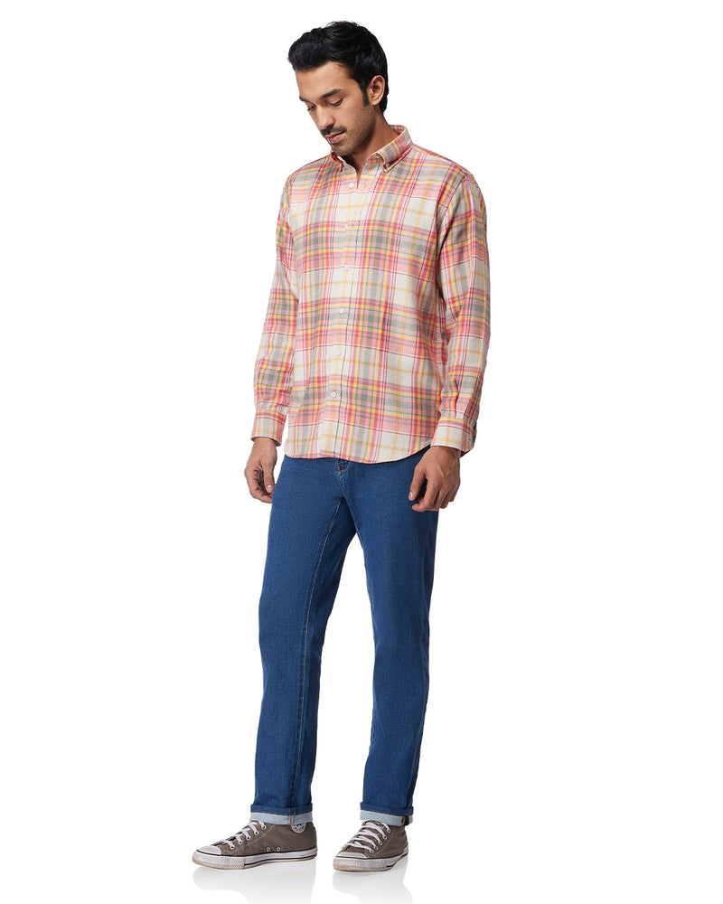 Pink & Yellow Checked Shirt
