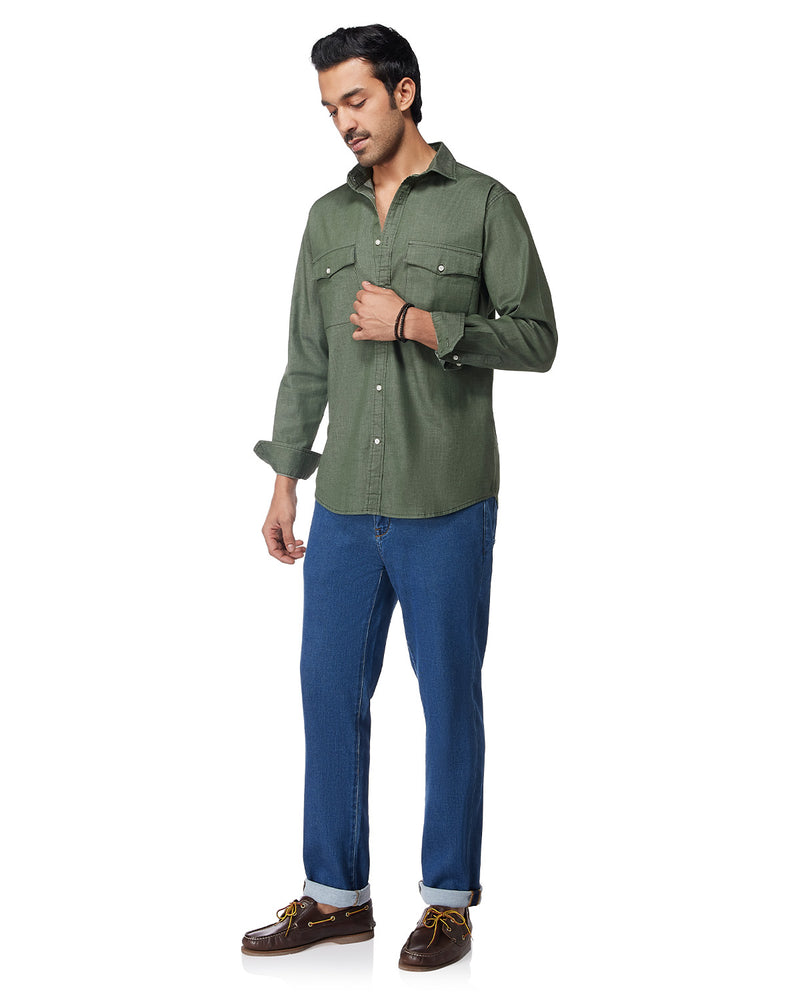 Olive Denim Shirt
