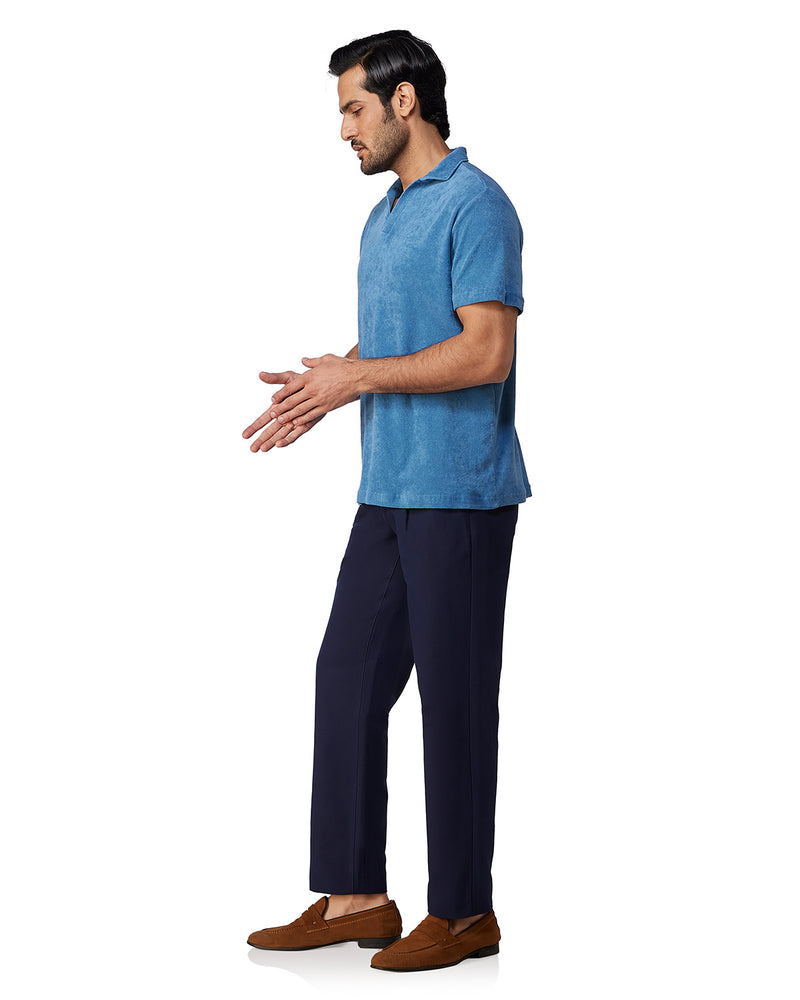 Signature Terry Towel Polo T-Shirt - Blue