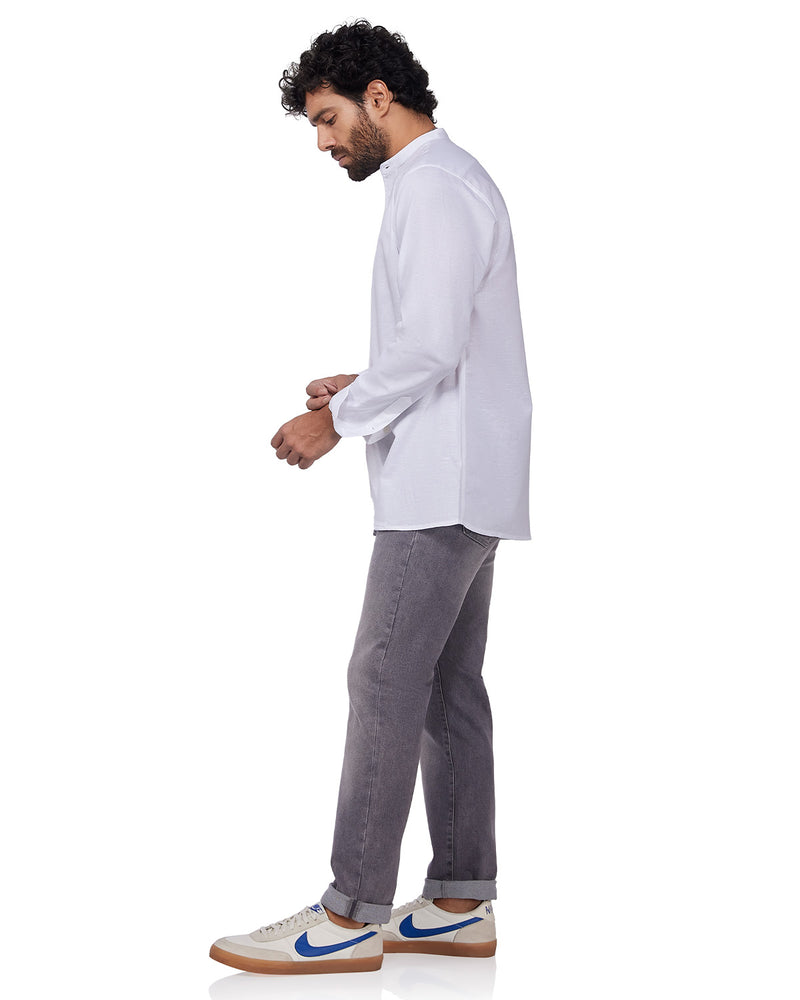 Soft White Cotton Linen Shirt