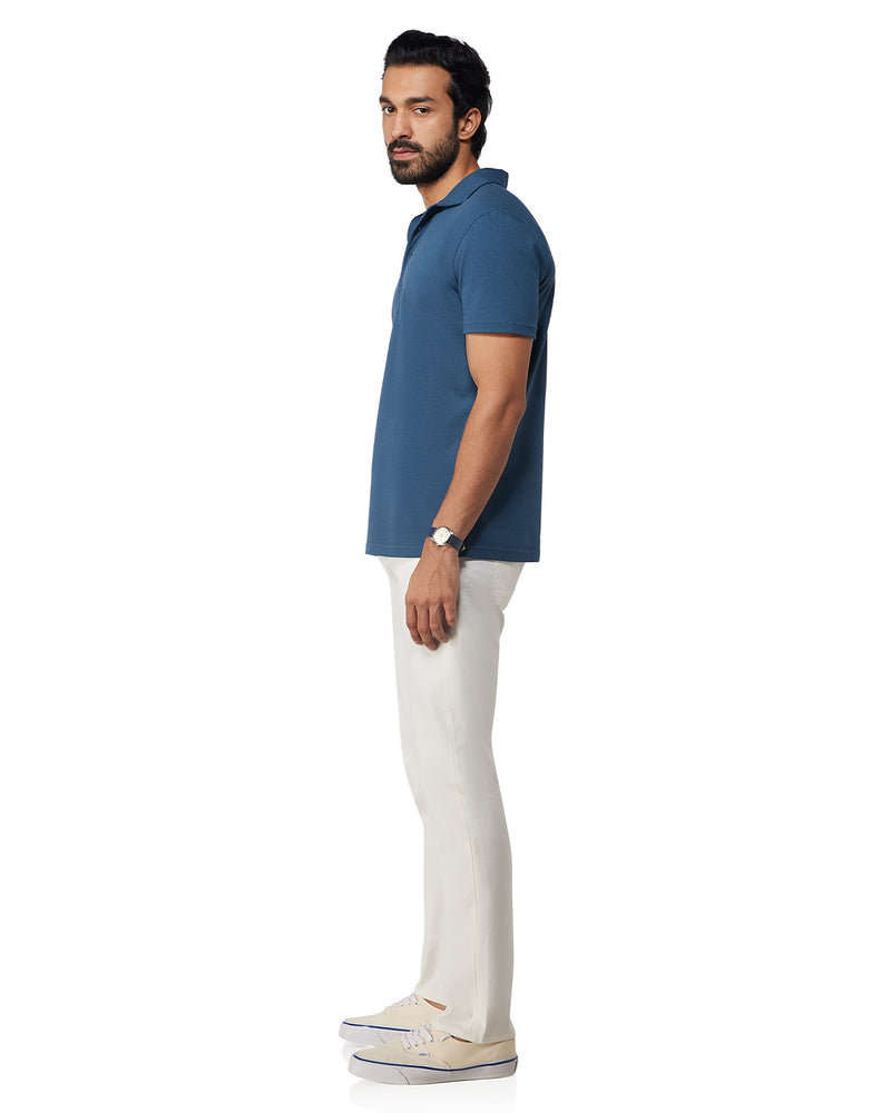 Signature Button Polo T-Shirt - Dark Blue