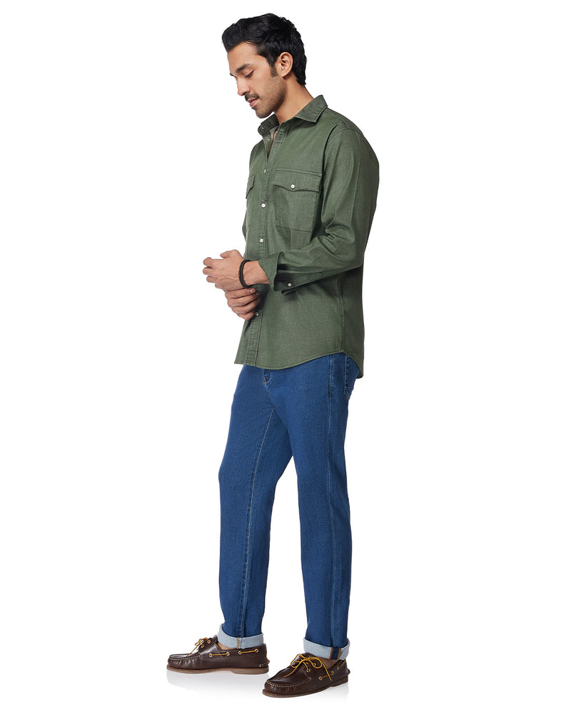 Olive Denim Shirt