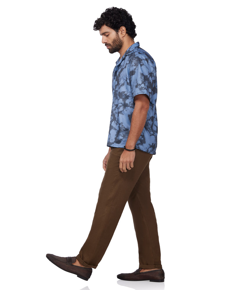 Blue & Black Camo Dobby Shirt