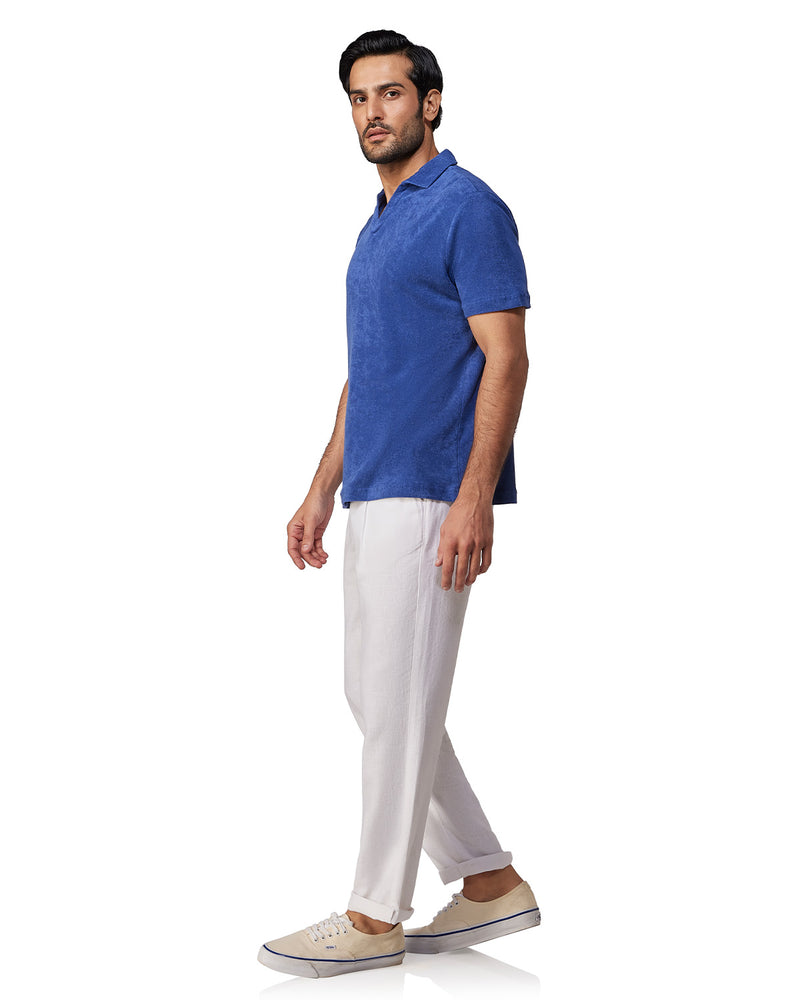 Signature Terry Towel Polo T-Shirt - Dark Blue