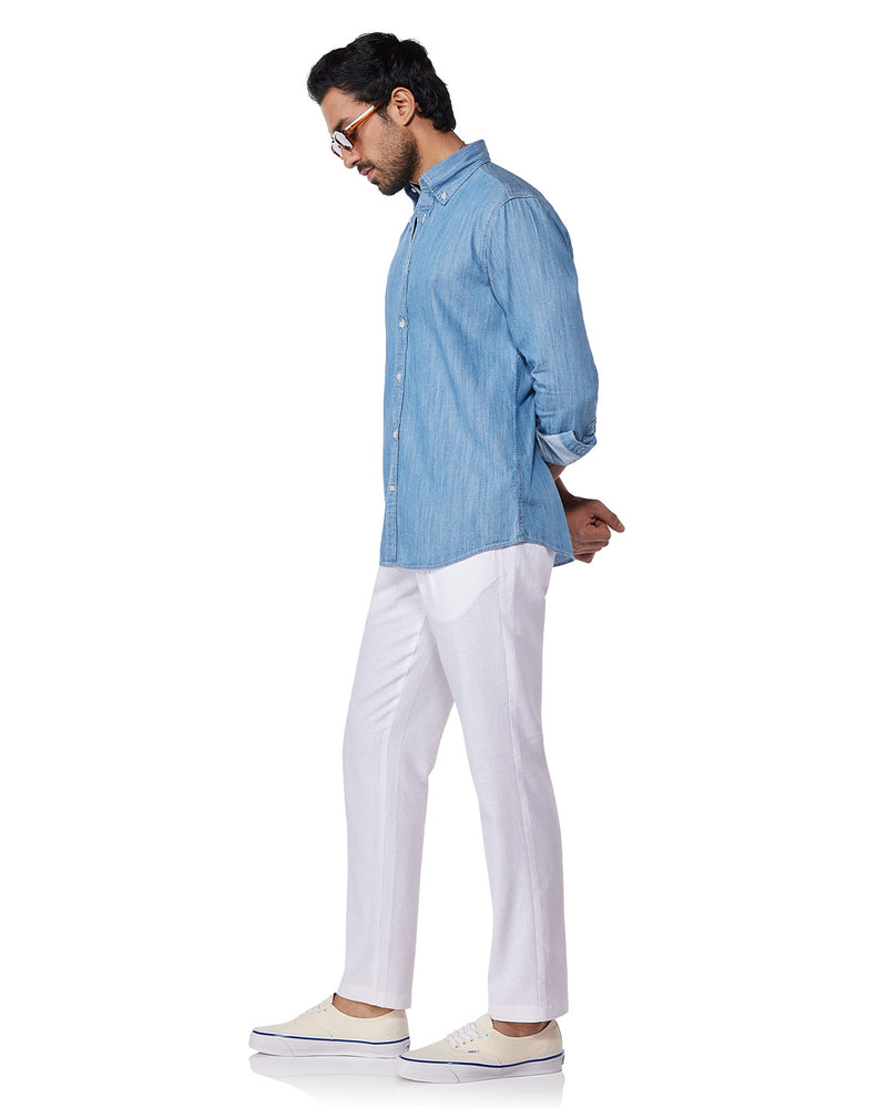 Ice Blue Cotton Denim Shirt