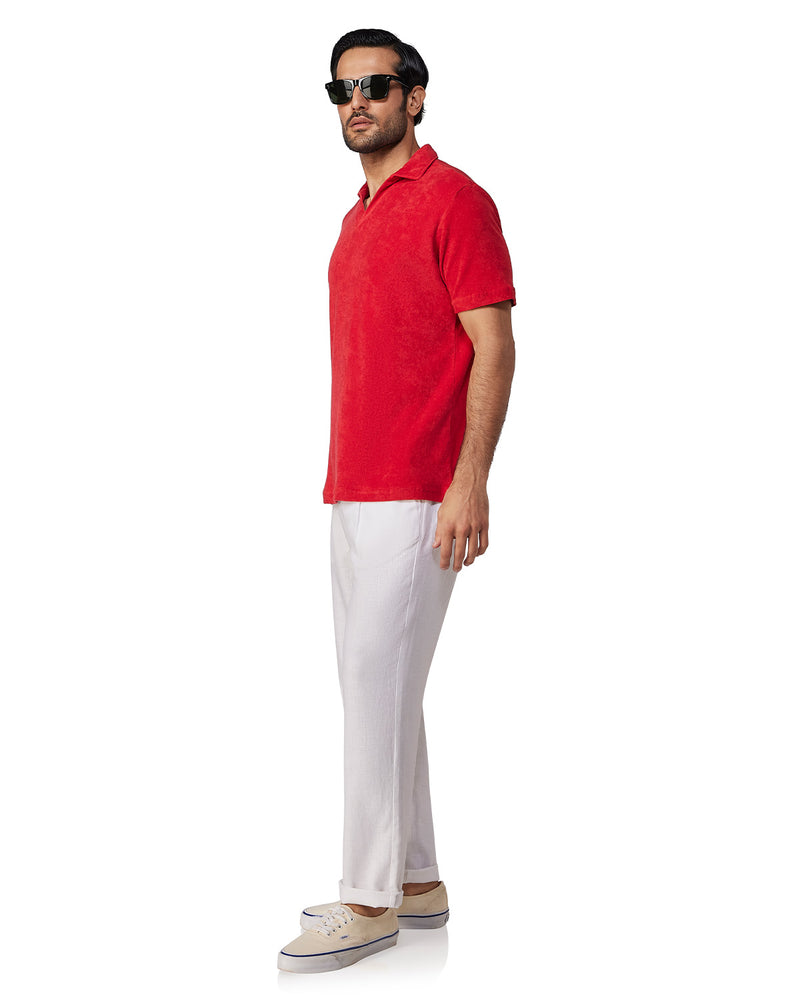 Signature Terry Towel Polo T-Shirt - Red