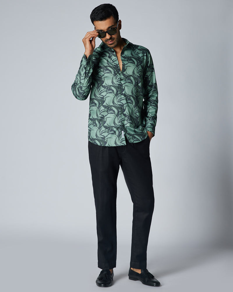 Green Botanical Printed Shirt