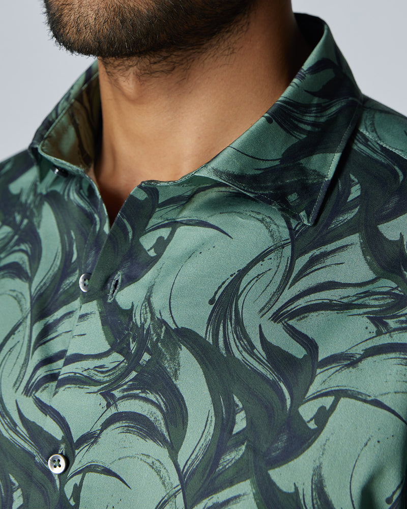 Green Botanical Printed Shirt