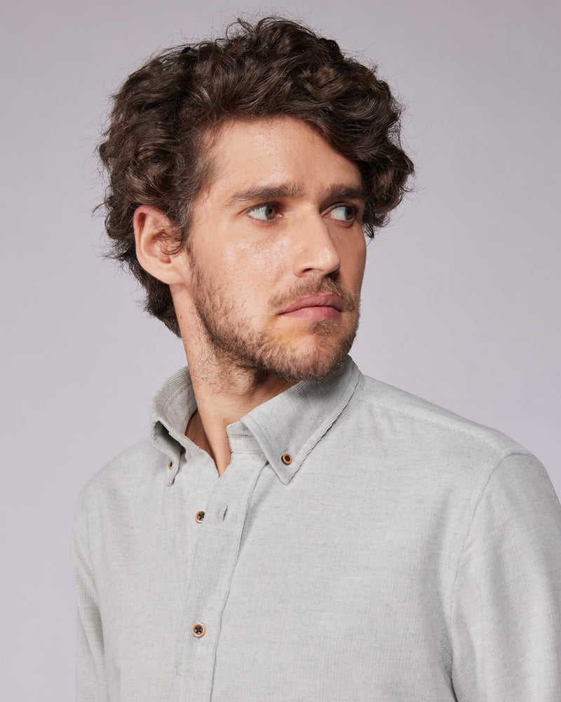 Grey Melange Corduroy Shirt