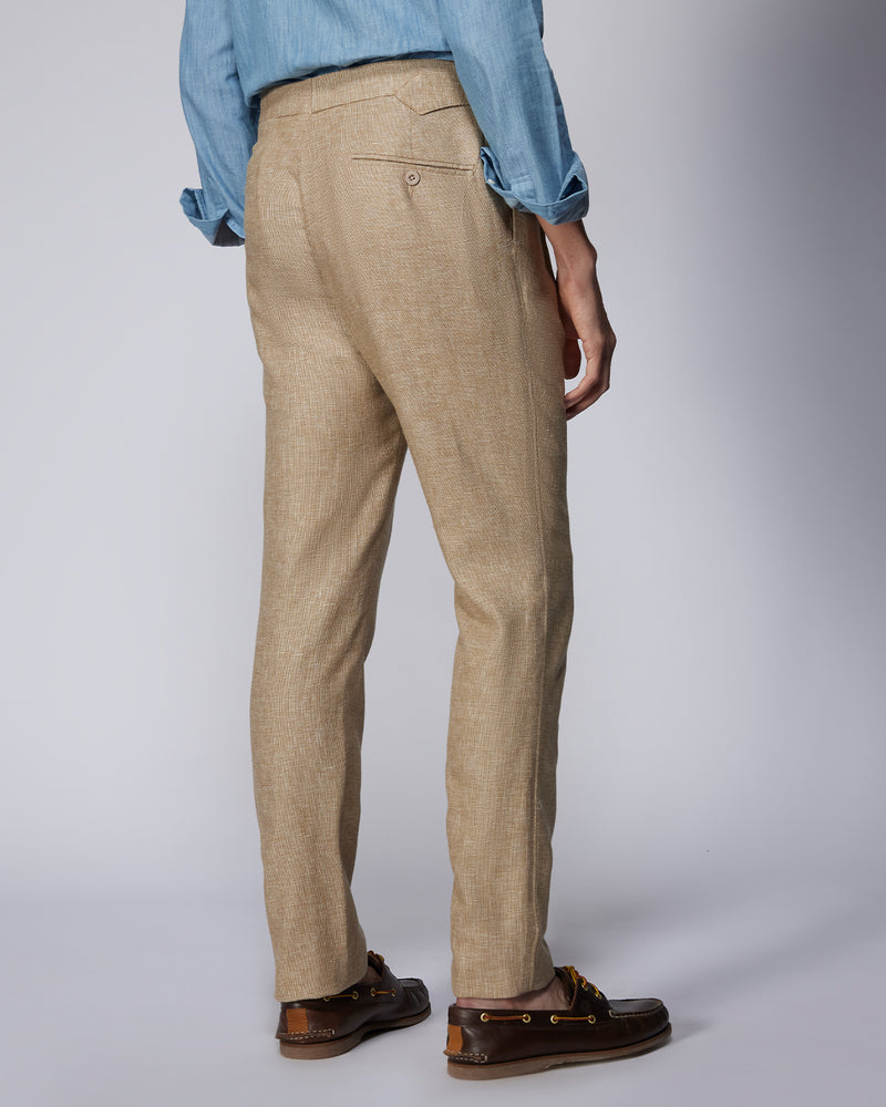 Harmony Cotton Linen Neapolitan Dress Pants - Beige Bombay Shirt Company Harmony Cotton Linen Neapolitan Dress Pants - Beige Bombay Shirt Company