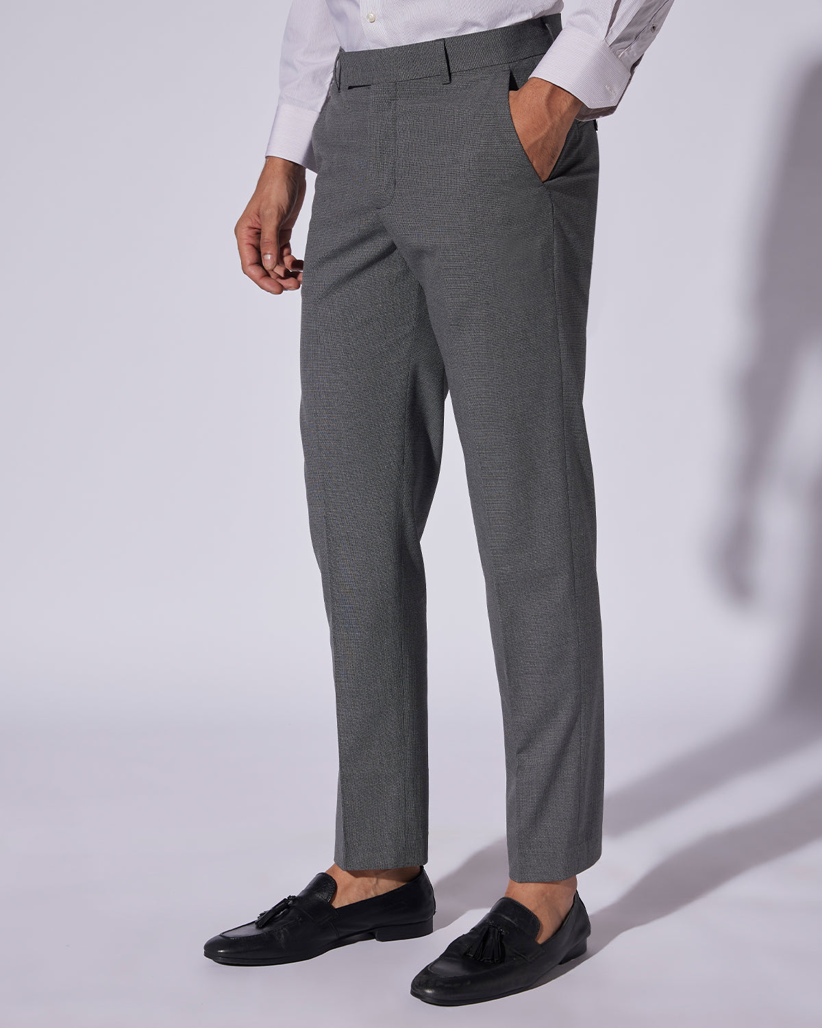 Helios Stretch Checked Dress Pants - Grey