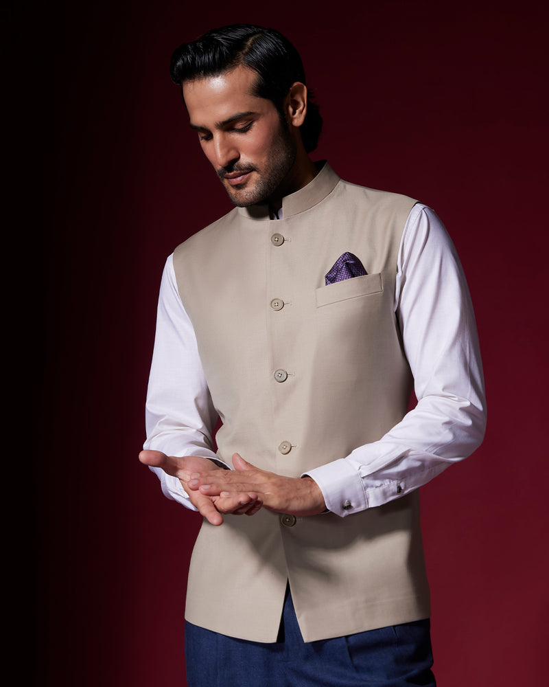 Honeydew Blended Wool Nehru Jacket Beige – Bombay Shirt Company