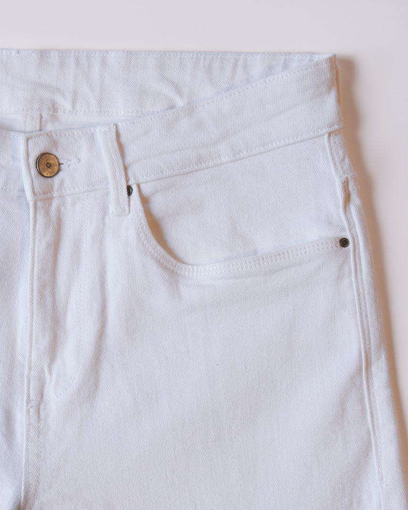 Ivory Slub Stretch Jeans - White