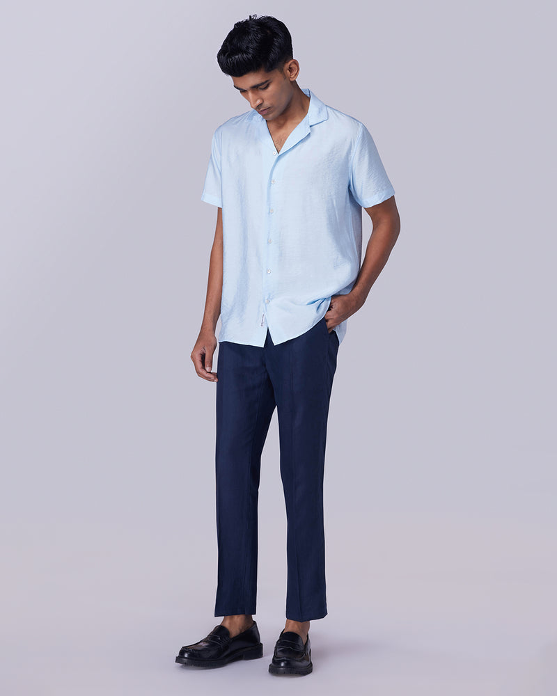 Light Blue Half-Sleeve Textured Shirt