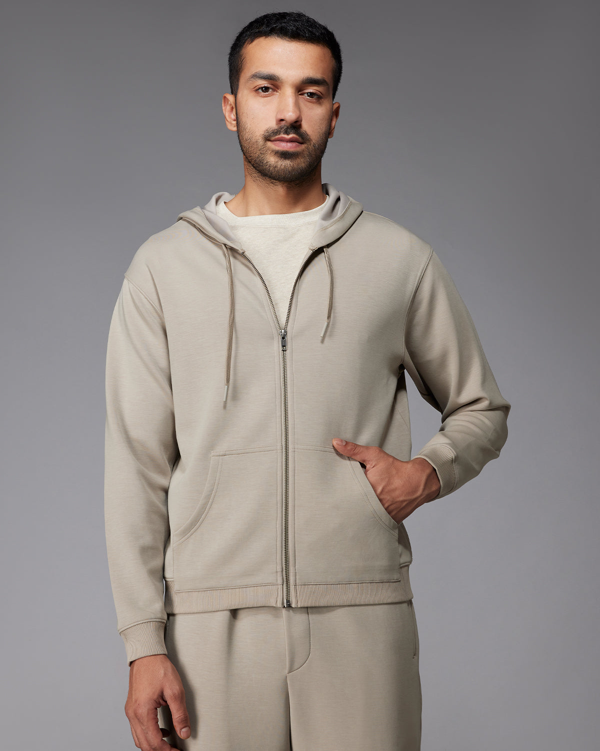 Luxe Travel Zipper Hoodie - Light Olive