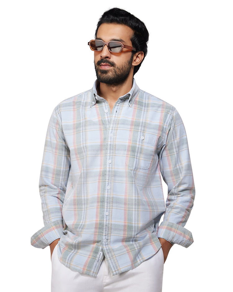 Green & Blue Corduroy Checked Shirt