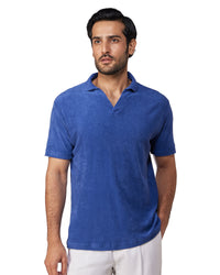 Signature Terry Towel Polo T-Shirt - Dark Blue