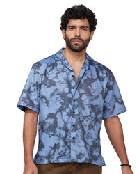 Blue & Black Camo Dobby Shirt