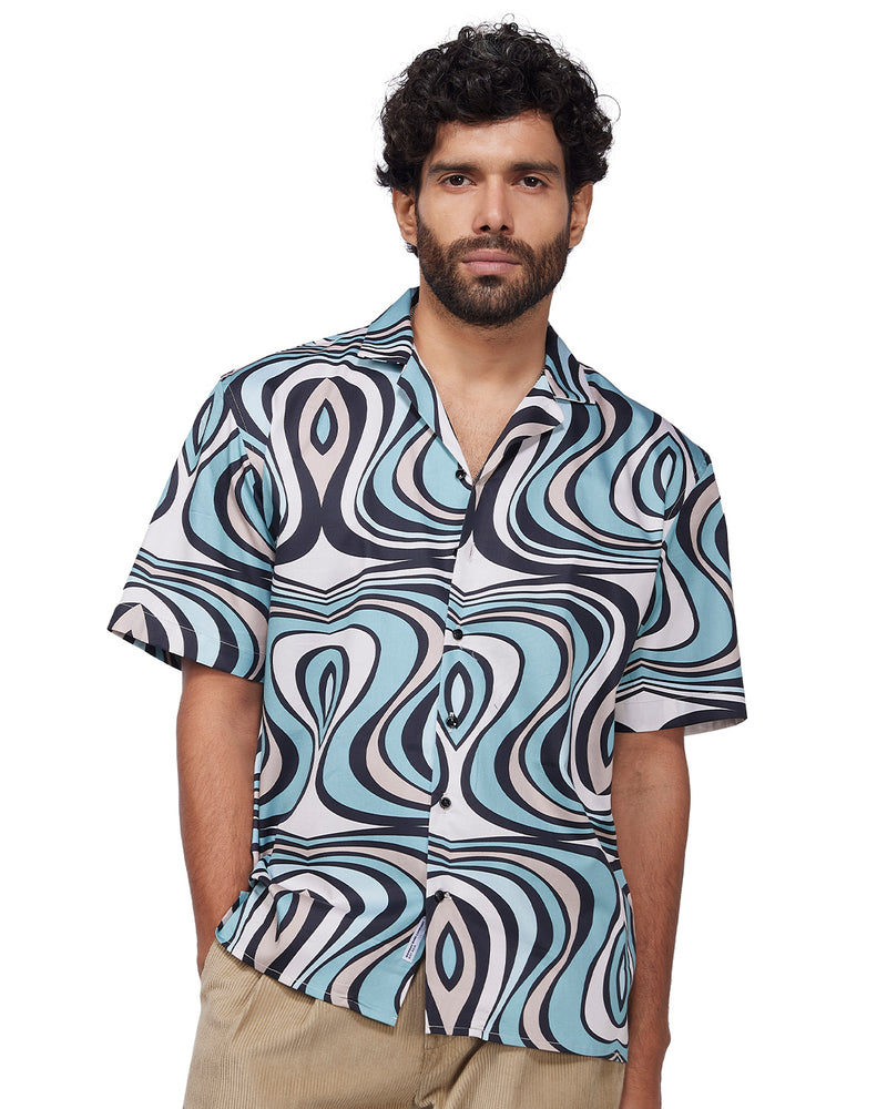 Blue Illusion Printed Shirt