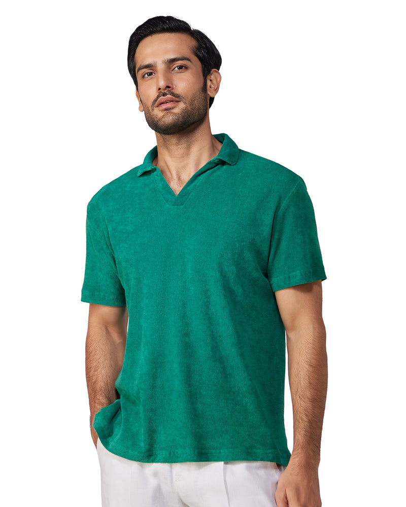 Signature Terry Towel Polo T-Shirt - Green