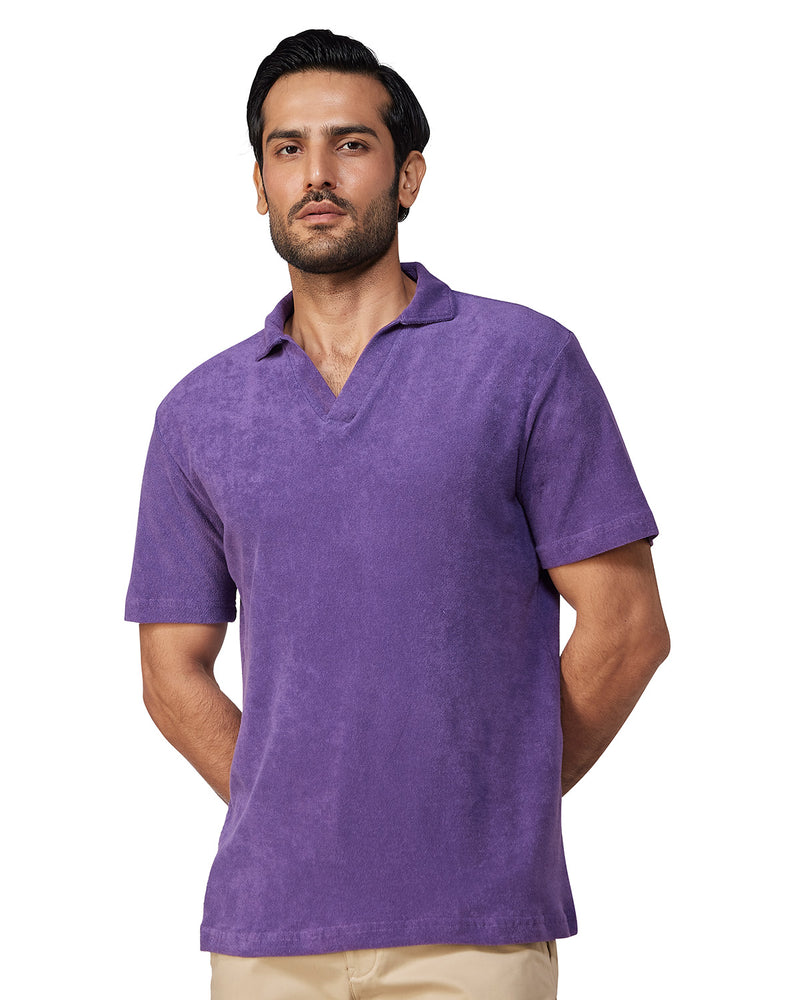 Signature Terry Towel Polo T-Shirt - Purple