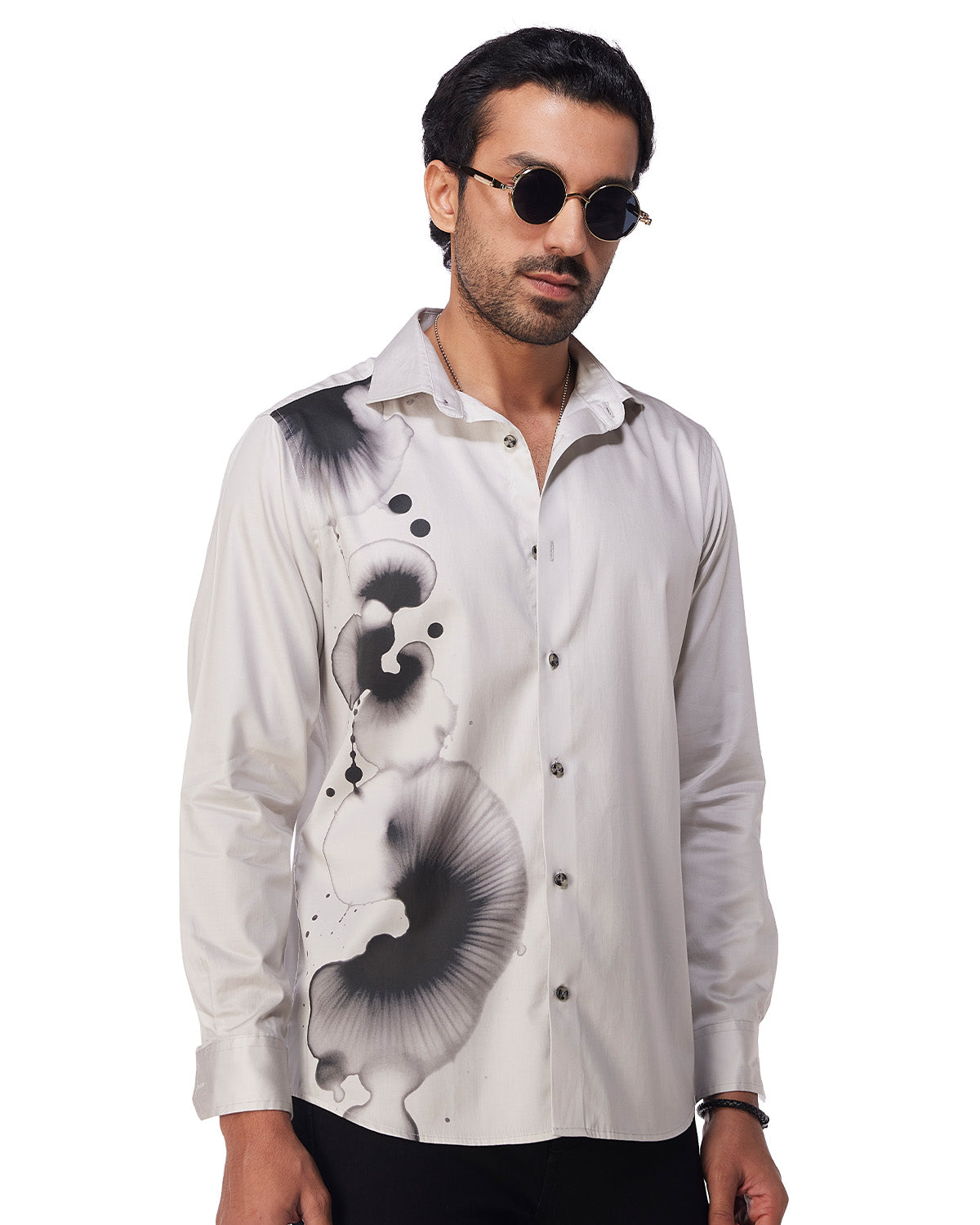 Grey Inkblot Printed Shirt