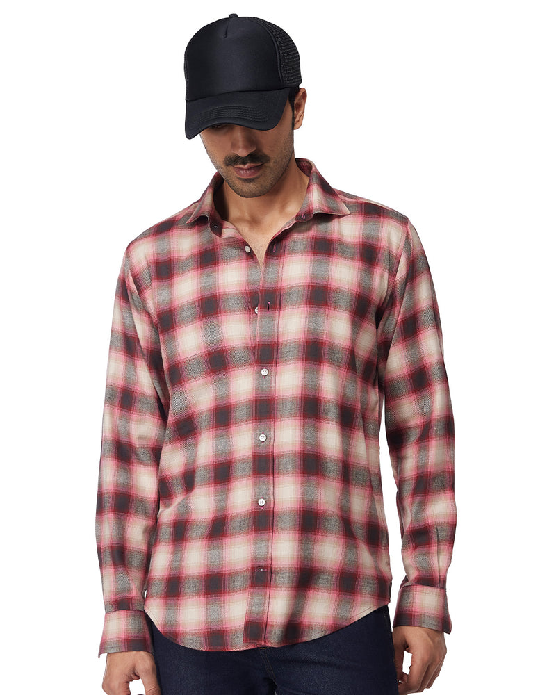 Pink & Maroon Checked Shirt