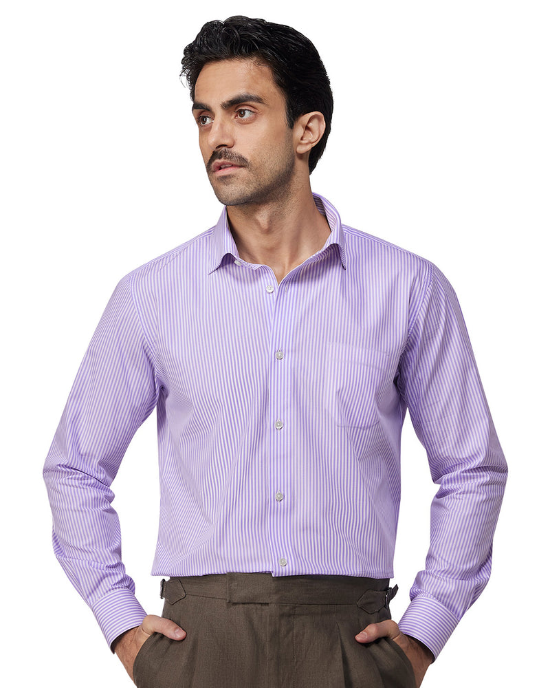 Lavender Cotton Oxford Striped Shirt