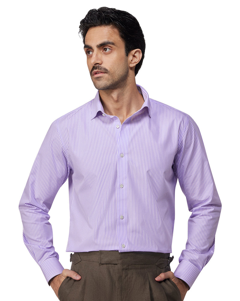 Lavender Cotton Oxford Striped Shirt