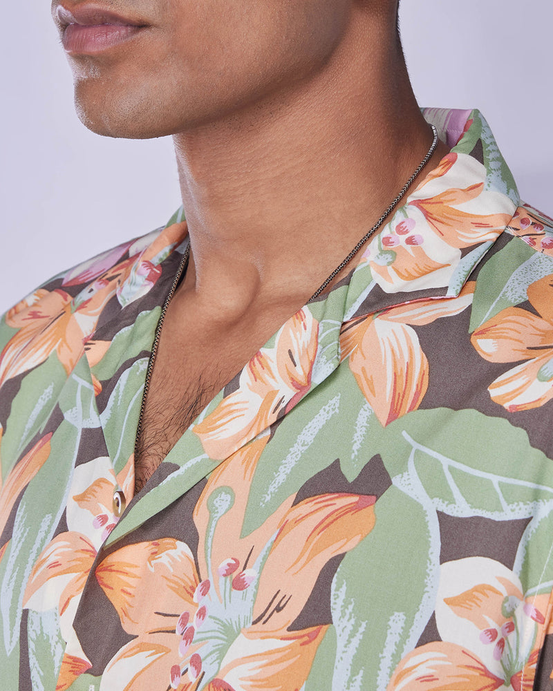 Multicoloured Half-Sleeve Floral Printed Shirt