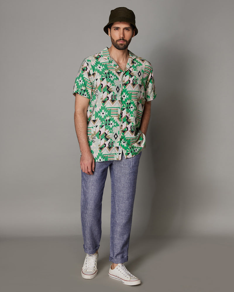 Multicolured Half-Sleeve Crinkle Printed Shirt