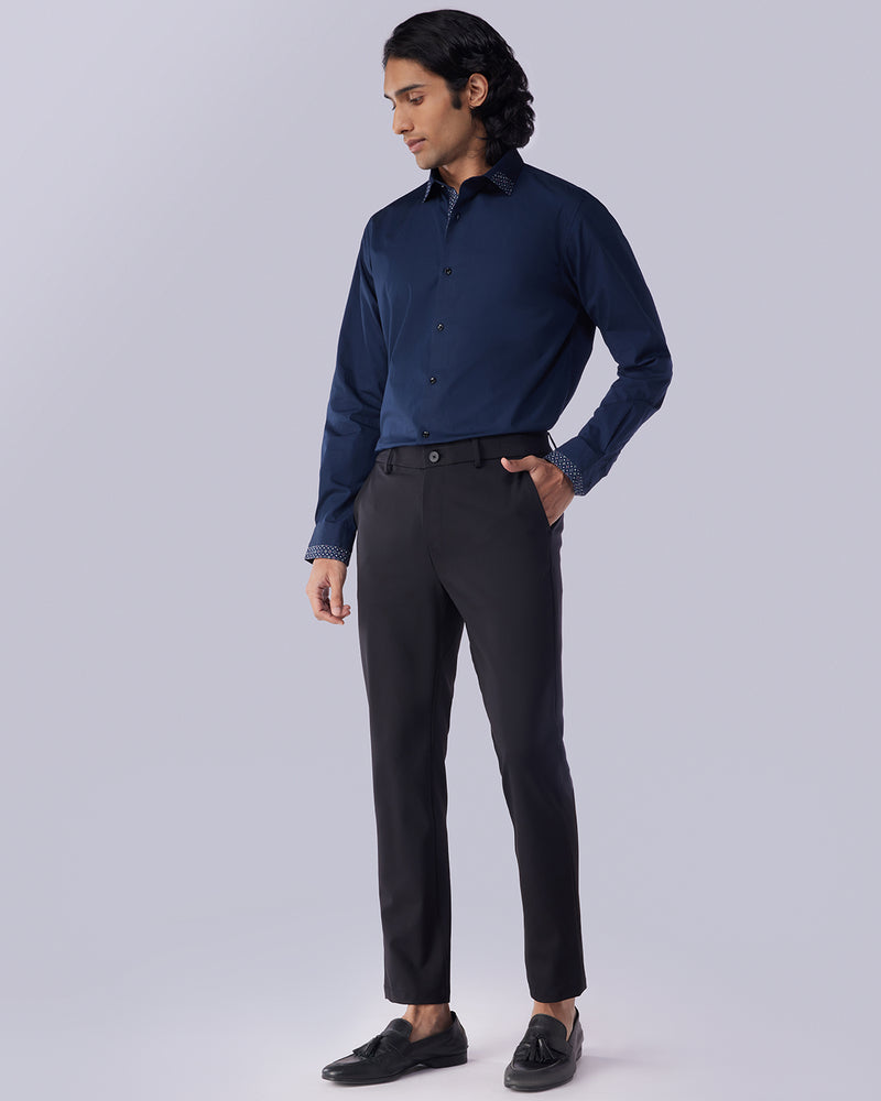 Navy Stretch Poplin Shirt