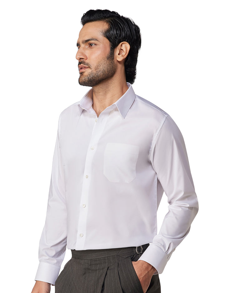 White Soft Cotton Twill Shirt