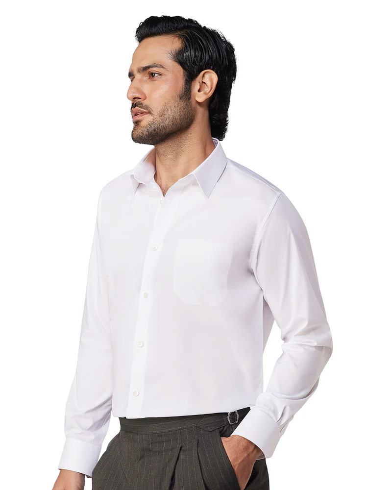 White Soft Cotton Twill Shirt
