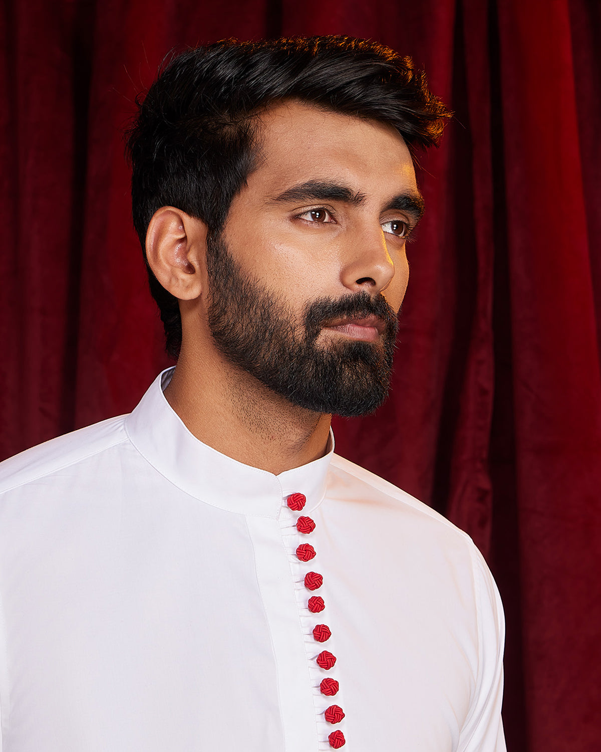 BSC x ALB | Crimson Accent Popover Shirt - White