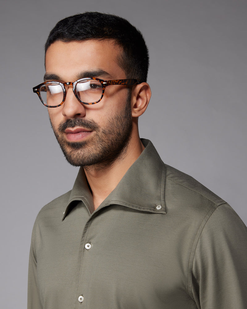 Olive Stretch Knit Shirt